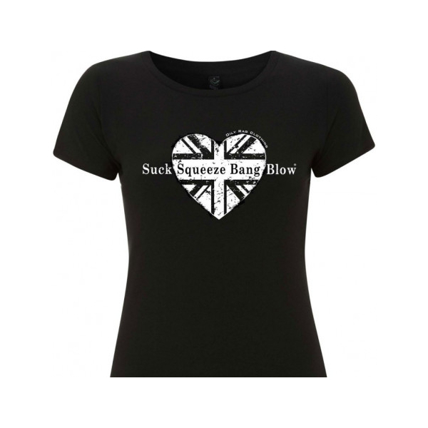 CŒUR SUCK SQUEEZE BANG BLOW OILY RAG TEE SHIRT NOIR FEMME - M
