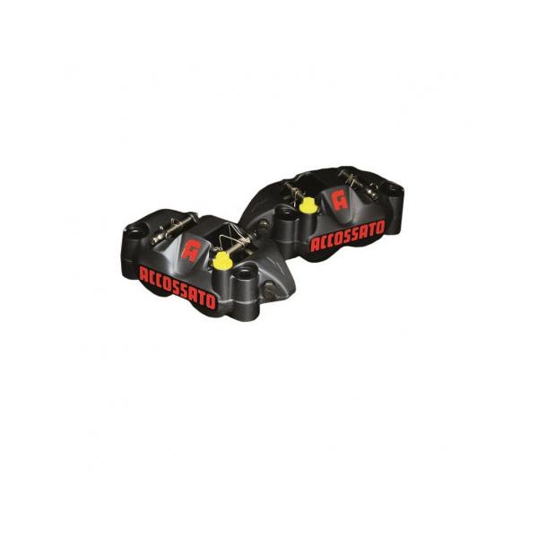 ETRIER MONOBLOC FORGE ENTRAXE 108 - Version : plaquettes standard, Couleur : vernis rouge fluo