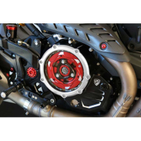 Couvercle transparent pour embrayages à huile Ducati - Couleur carter : NOIR, Couleur entourage : ARGENT
