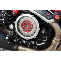Couvercle transparent pour embrayages à huile Ducati - Couleur carter : NOIR, Couleur entourage : ARGENT
