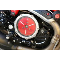 Couvercle transparent pour embrayages à huile Ducati - Couleur carter : NOIR, Couleur entourage : ROUGE