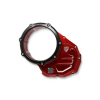 Couvercle transparent pour embrayages à huile Ducati - Couleur entourage : ROUGE, Couleur carter : NOIR