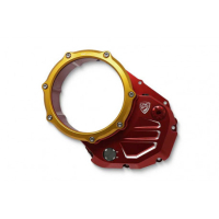 Couvercle transparent pour embrayages à huile Ducati - Couleur carter : NOIR, Couleur entourage : ROUGE