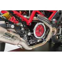 Couvercle transparent pour embrayages à huile Ducati - Couleur carter : NOIR, Couleur entourage : ROUGE