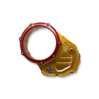 Couvercle transparent pour embrayages à huile Ducati - Couleur carter : NOIR, Couleur entourage : ROUGE