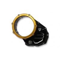 Couvercle transparent pour embrayages à huile Ducati - Couleur entourage : NOIR, Couleur carter : ORA