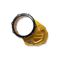 Couvercle transparent pour embrayages à huile Ducati - Couleur entourage : NOIR, Couleur carter : ORA