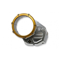 Couvercle transparent pour embrayages à huile Ducati - Couleur entourage : NOIR, Couleur carter : ORA