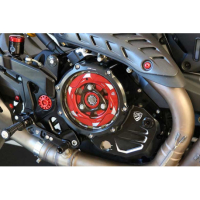 Couvercle transparent pour embrayages à huile Ducati - Couleur entourage : NOIR, Couleur carter : ORA