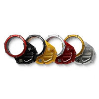 Couvercle transparent pour embrayages à huile Ducati - Couleur carter : NOIR, Couleur entourage : ROUGE