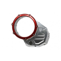 Couvercle transparent pour embrayages à huile Ducati - Couleur carter : NOIR, Couleur entourage : ROUGE