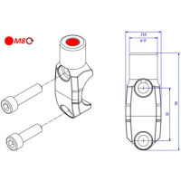 Cavalier pour maitre cylindre brembo droit en m8 couleur - Couleur : ROUGE