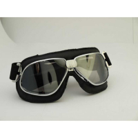 LUNETTES NANNINI BIKER - Chrome poli - Cuir noir