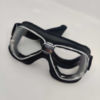 LUNETTES NANNINI BIKER - Couleur : Ruthénium - Cuir noir, Couleur verre : ECRAN Gris antibuée
