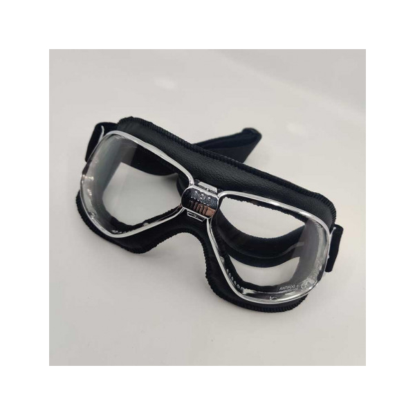 LUNETTES NANNINI BIKER - Couleur : Ruthénium - Cuir noir, Couleur verre : ECRAN Miroir argenté