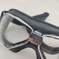 LUNETTES NANNINI BIKER - Couleur : Ruthénium - Cuir noir, Couleur verre : ECRAN Miroir argenté