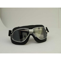 LUNETTES NANNINI BIKER - Couleur : Ruthénium - Cuir noir, Couleur verre : ECRAN Miroir argenté