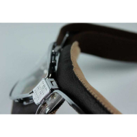 LUNETTES NANNINI CRUISER - Couleur : Chrome poli - Cuir noir - Surpiqûres orange, Couleur verre : ECRAN Gris antibuée