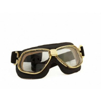 LUNETTES NANNINI CRUISER - Couleur : Chrome poli - Cuir noir - Surpiqûres orange, Couleur verre : ECRAN Gris antibuée