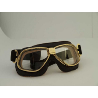 LUNETTES NANNINI CRUISER - Couleur : Chrome poli - Cuir noir - Surpiqûres orange, Couleur verre : ECRAN Gris antibuée