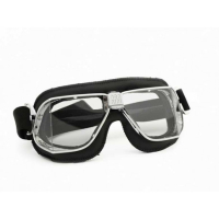 LUNETTES NANNINI CUSTOM - Couleur : Chrome poli - Cuir noir, Couleur verre : ECRAN Clair antibuée 