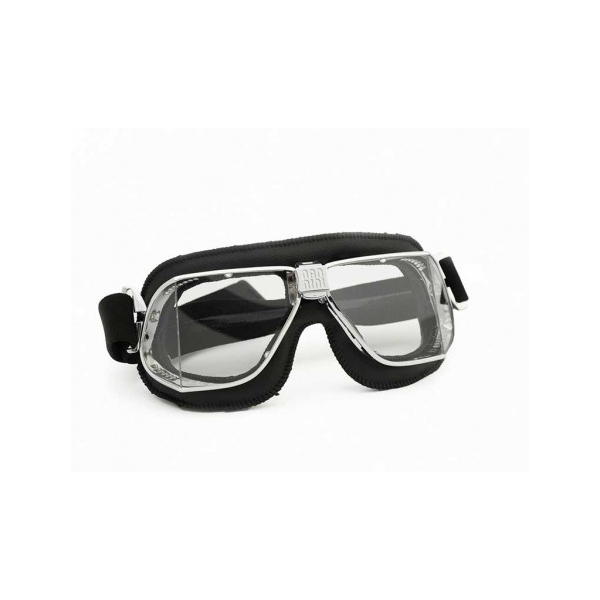 LUNETTES NANNINI CUSTOM - Couleur : Chrome poli - Cuir noir, Couleur verre : ECRAN Clair antibuée