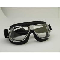 LUNETTES NANNINI CUSTOM - Couleur : Chrome poli - Cuir noir, Couleur verre : ECRAN Clair antibuée