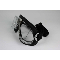 LUNETTES NANNINI CUSTOM - Couleur : Chrome poli - Cuir noir, Couleur verre : ECRAN Clair antibuée