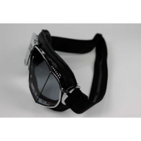 LUNETTES NANNINI CUSTOM - Couleur : Chrome poli - Cuir noir, Couleur verre : ECRAN Clair antibuée