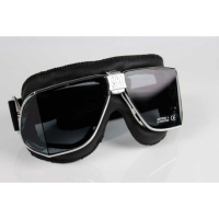 LUNETTES NANNINI CUSTOM - Couleur : Chrome poli - Cuir noir, Couleur verre : ECRAN Clair antibuée