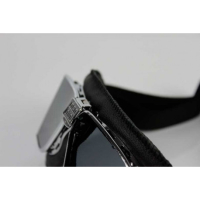 LUNETTES NANNINI CUSTOM - Couleur : Chrome poli - Cuir noir, Couleur verre : ECRAN Clair antibuée