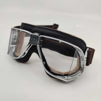 LUNETTES NANNINI CUSTOM - Couleur : Chrome poli - Cuir noir, Couleur verre : ECRAN Clair antibuée