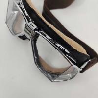 LUNETTES NANNINI CUSTOM - Couleur : Chrome poli - Cuir noir, Couleur verre : ECRAN Clair antibuée