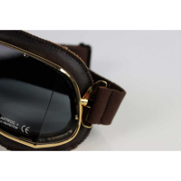 LUNETTES NANNINI CUSTOM - Couleur : Chrome poli - Cuir noir, Couleur verre : ECRAN Clair antibuée