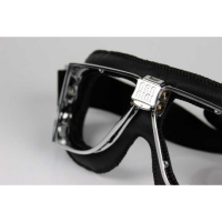 LUNETTES NANNINI CUSTOM - Couleur : Chrome poli - Cuir marron, Couleur verre : ECRAN Clair antibuée