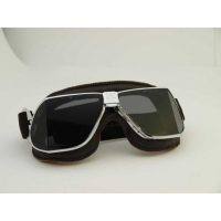 LUNETTES NANNINI CUSTOM - Couleur : Chrome poli - Cuir marron, Couleur verre : ECRAN Clair antibuée