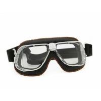 LUNETTES NANNINI CUSTOM - Couleur : Chrome poli - Cuir marron, Couleur verre : ECRAN Clair antibuée