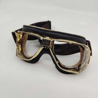 LUNETTES NANNINI CUSTOM - Couleur : Chrome poli - Cuir marron, Couleur verre : ECRAN Clair antibuée
