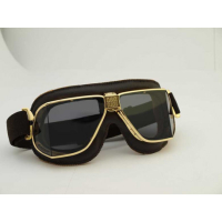 LUNETTES NANNINI CUSTOM - Couleur : Chrome poli - Cuir marron, Couleur verre : ECRAN Clair antibuée