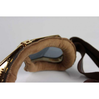 LUNETTES NANNINI CUSTOM - Couleur : Chrome poli - Cuir marron, Couleur verre : ECRAN Clair antibuée