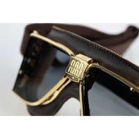 LUNETTES NANNINI CUSTOM - Couleur : Chrome poli - Cuir marron, Couleur verre : ECRAN Clair antibuée