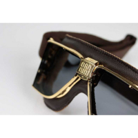 LUNETTES NANNINI CUSTOM - Chrome poli - Cuir noir - Surpiqûres orange