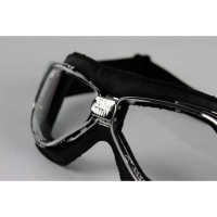 LUNETTES NANNINI RIDER - Couleur : Chrome poli - Cuir noir, Couleur verre : ECRAN Miroir argenté