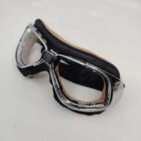 LUNETTES NANNINI RIDER - Couleur : Chrome poli - Cuir marron, Couleur verre : ECRAN Clair antibuée