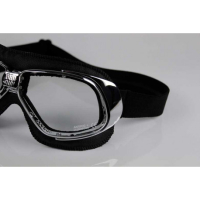 LUNETTES NANNINI RIDER - Chrome poli - Cuir noir - Surpiqûres orange