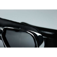 LUNETTES NANNINI RIDER - Chrome poli - Cuir noir - Surpiqûres orange