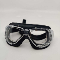 LUNETTES NANNINI RIDER4v - Couleur : Chrome poli - Cuir noir, Couleur verre : ECRAN Clair antibuée 