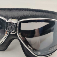 LUNETTES NANNINI RIDER4v - Couleur : Chrome poli - Cuir noir, Couleur verre : ECRAN Clair antibuée