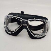 LUNETTES NANNINI RIDER4v - Couleur : Chrome poli - Cuir noir, Couleur verre : ECRAN Clair antibuée