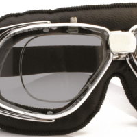 LUNETTES NANNINI RIDER4v - Couleur : Chrome poli - Cuir noir, Couleur verre : ECRAN Clair antibuée
